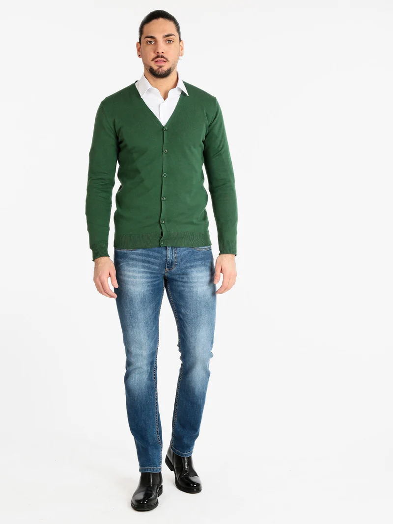 Cardigan da uomo con bottoni - verde