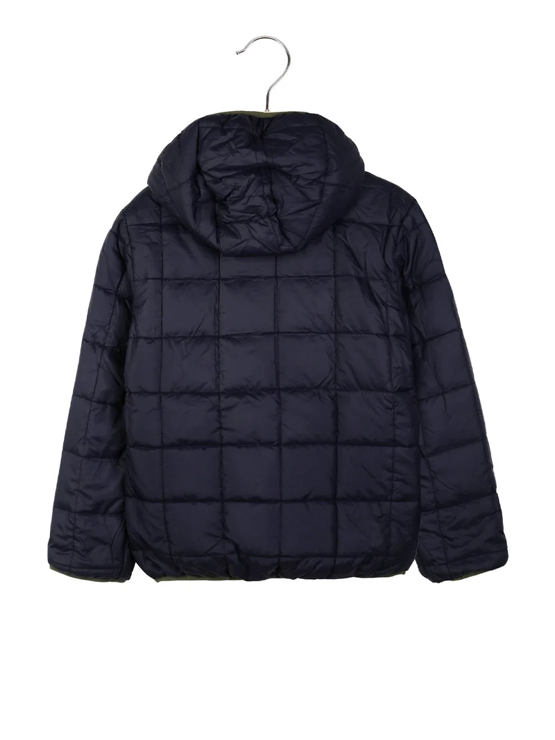Giubbotto imbottito da bambino reversibile con cappuccio e zip - militare