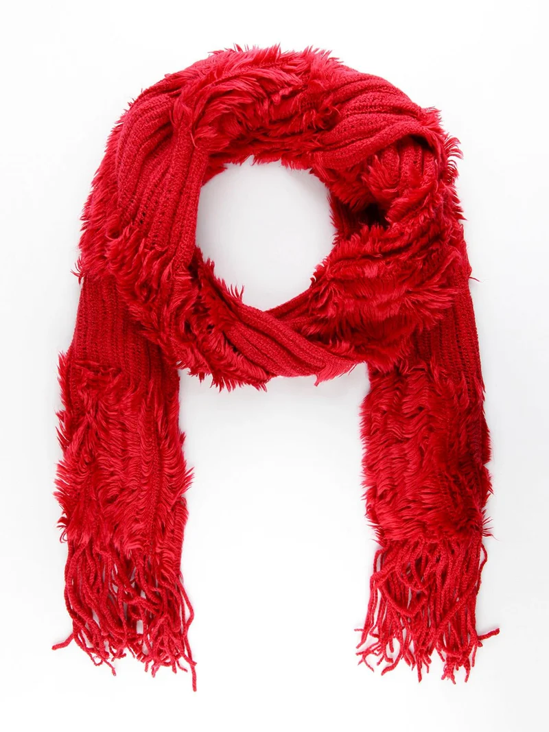 Sciarpa donna con frange - rosso