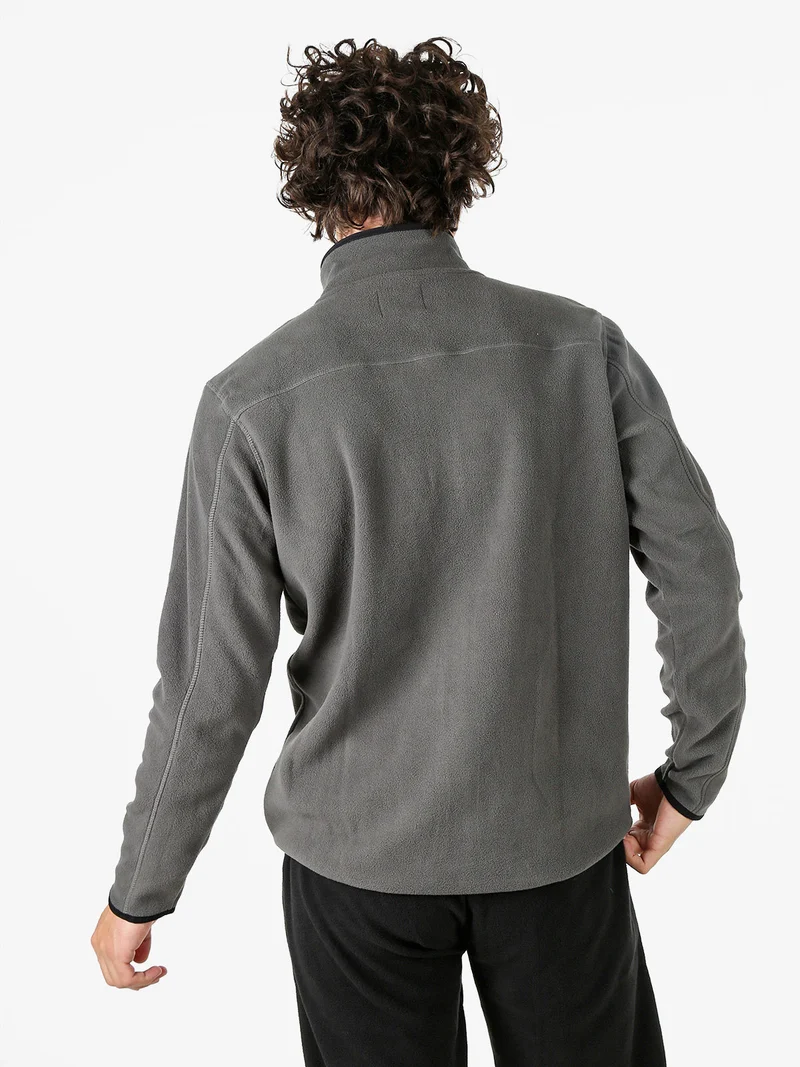 Felpa da uomo mezza zip in micropile con bordi a contrasto - antracite