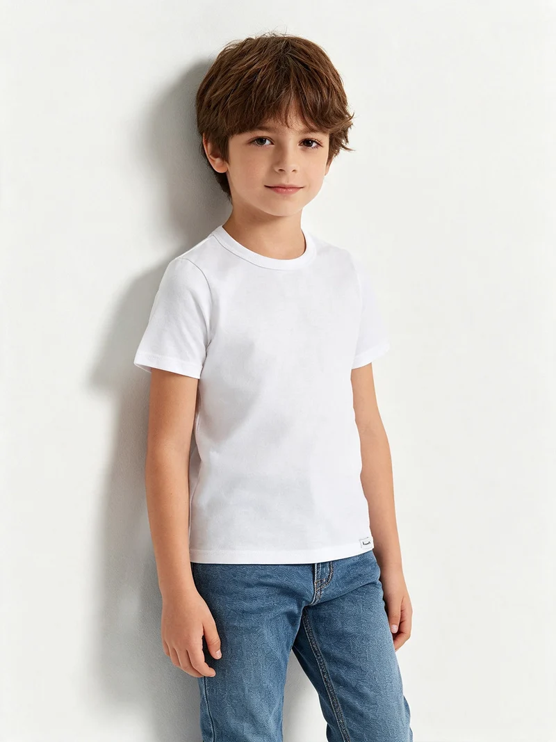 Maglia intima a maniche corte in cotone - bianco