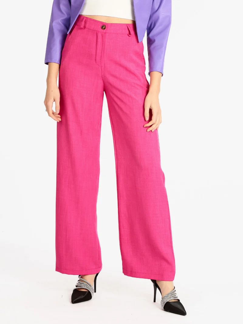 Pantaloni donna a gamba larga - fucsia