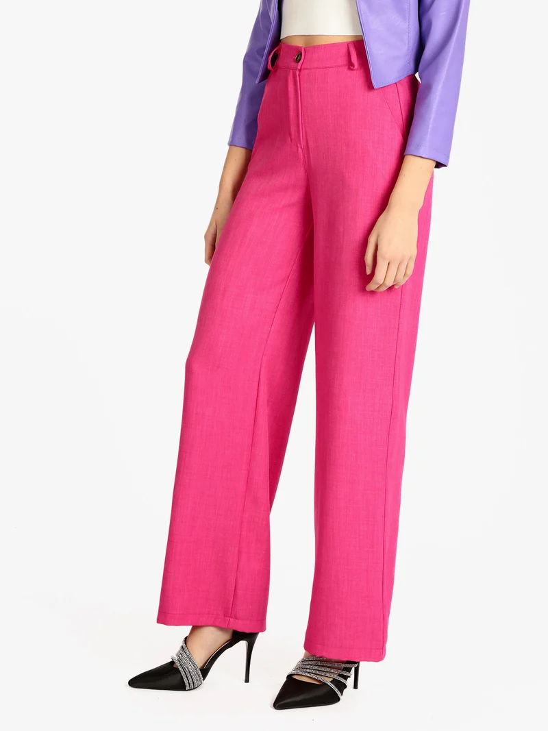 Pantaloni donna a gamba larga - fucsia