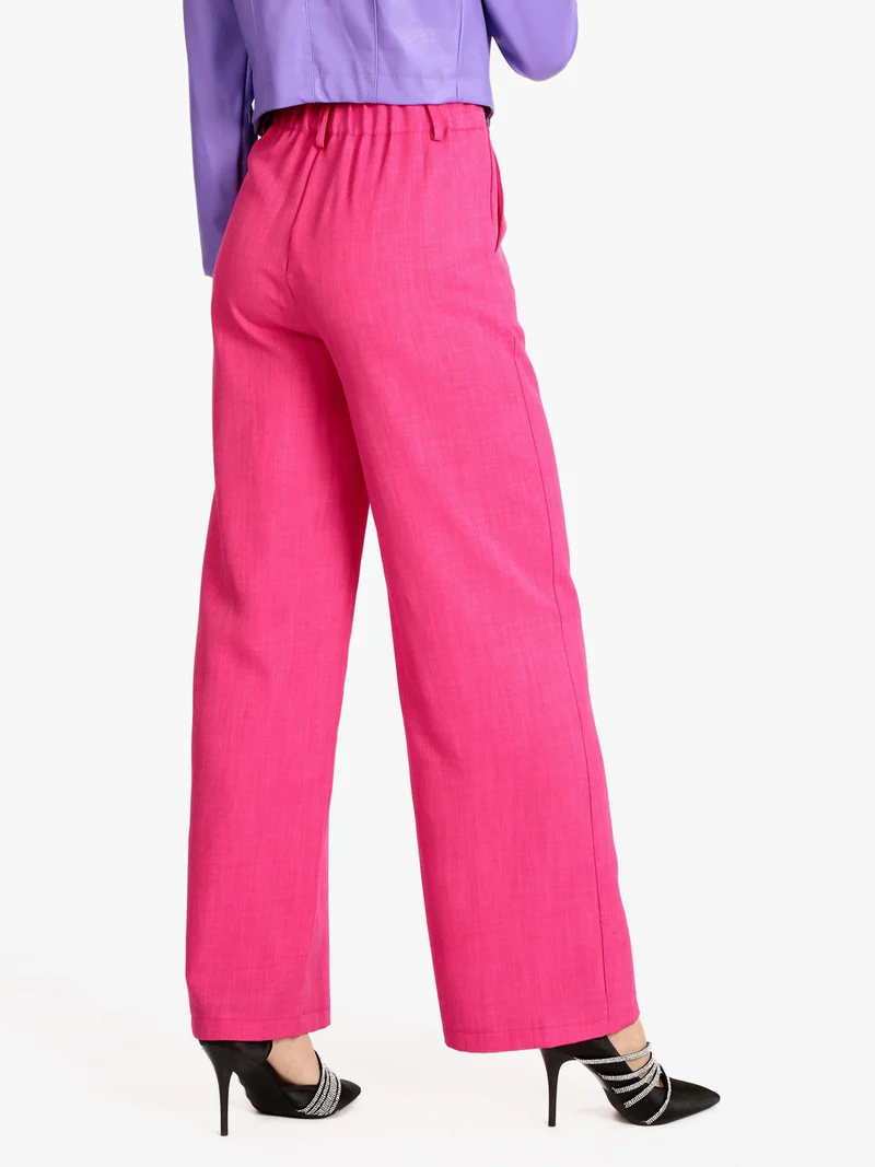 Pantaloni donna a gamba larga - fucsia