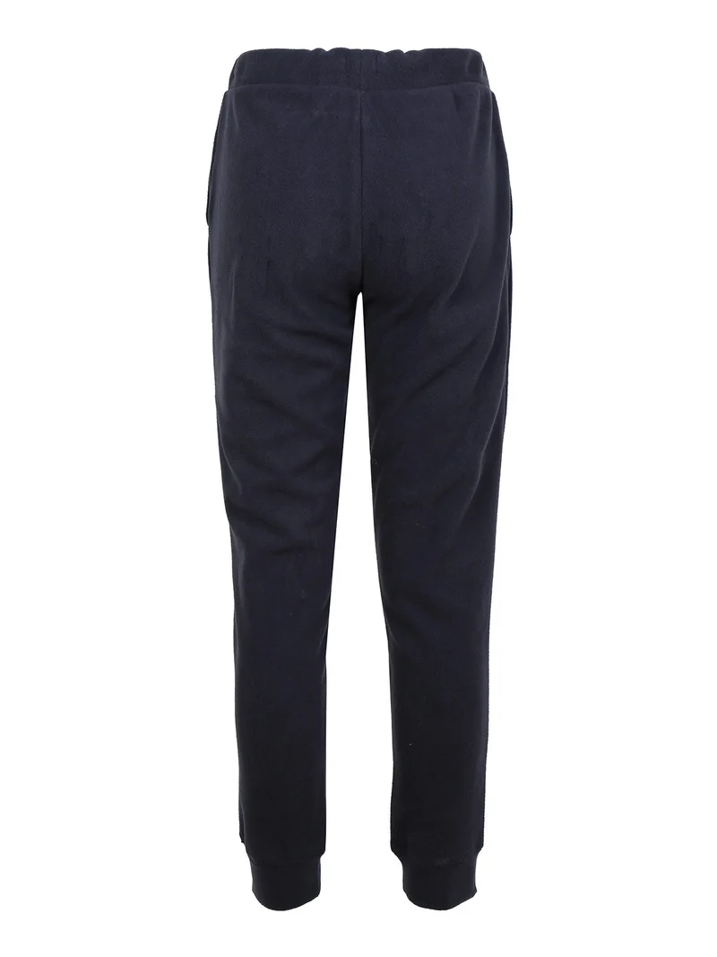 Pantaloni in pile da donna con polsini - blu scuro