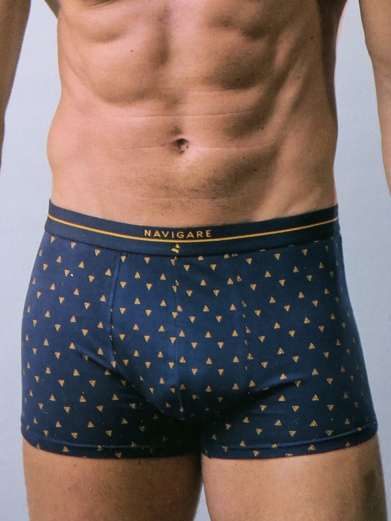 Boxer uomo in cotone con stampe - blu scuro