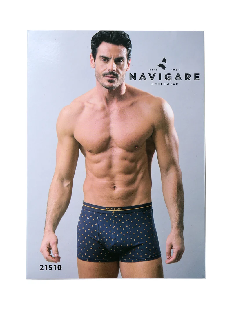Boxer uomo in cotone con stampe - blu scuro