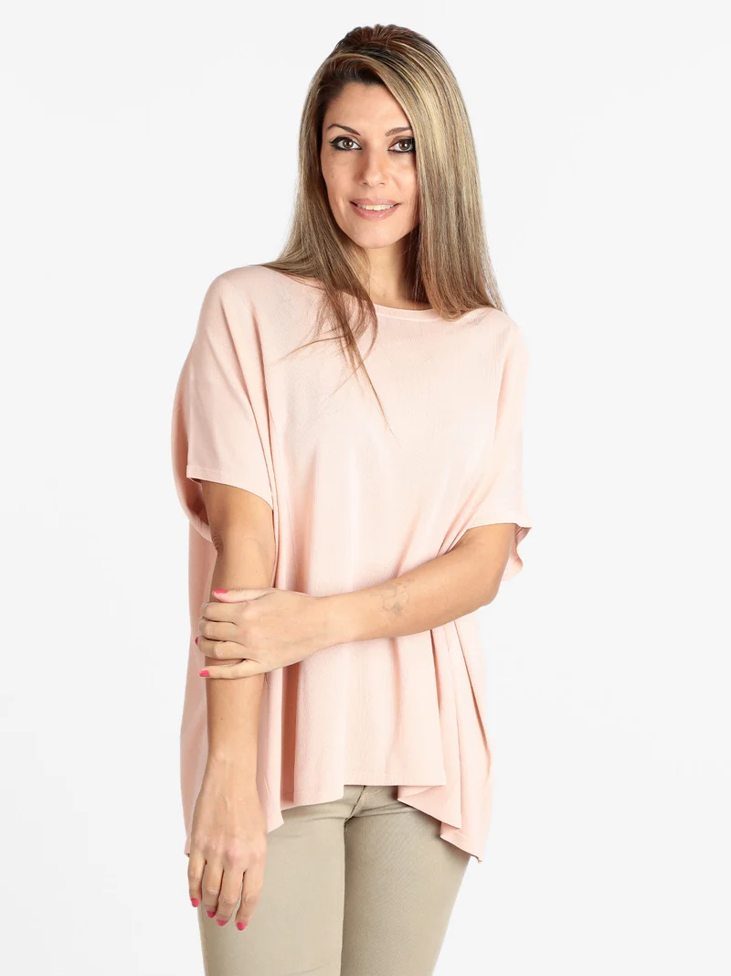 Maglia donna oversize manica corta - rosa