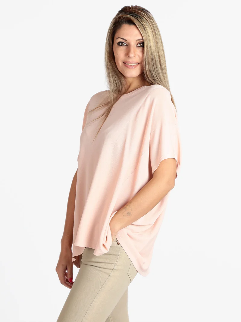 Maglia donna oversize manica corta - rosa
