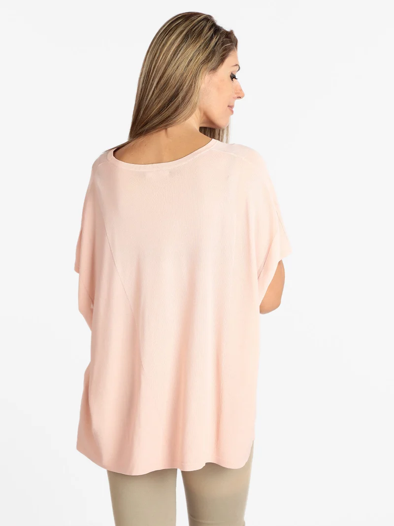 Maglia donna oversize manica corta - rosa