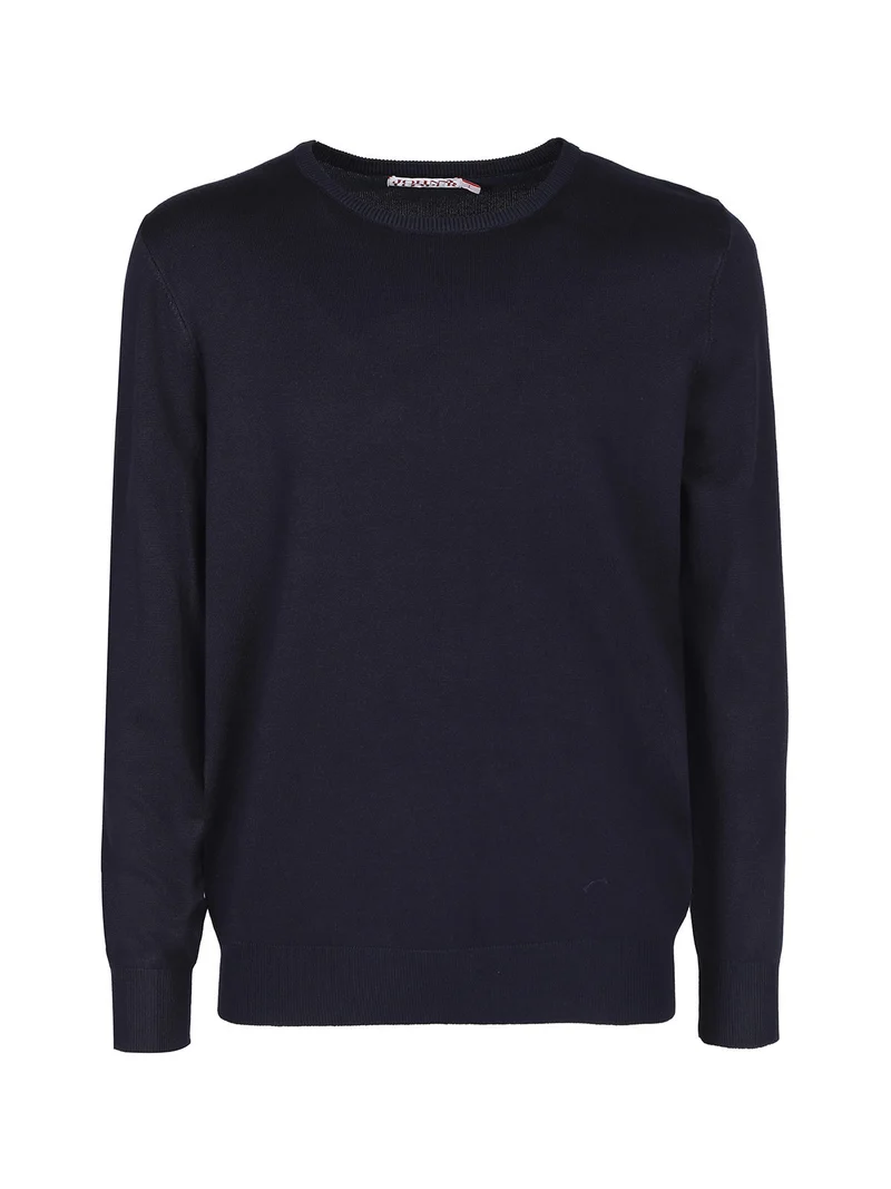 Pullover girocollo da uomo in maglia - blu scuro