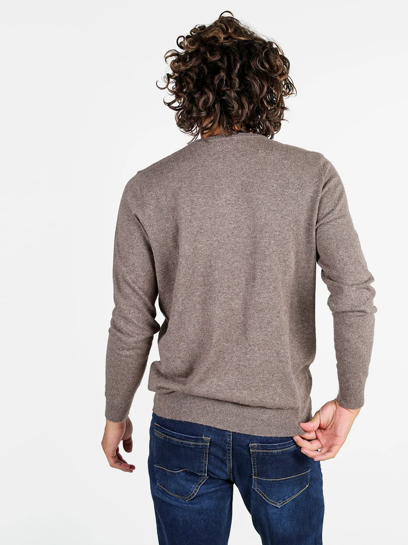 Maglione girocollo da uomo in misto lana - moro