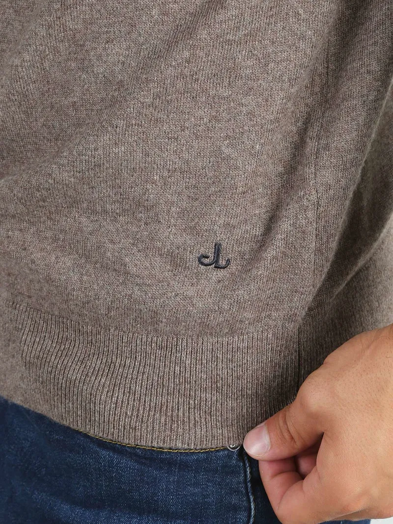 Maglione girocollo da uomo in misto lana - moro