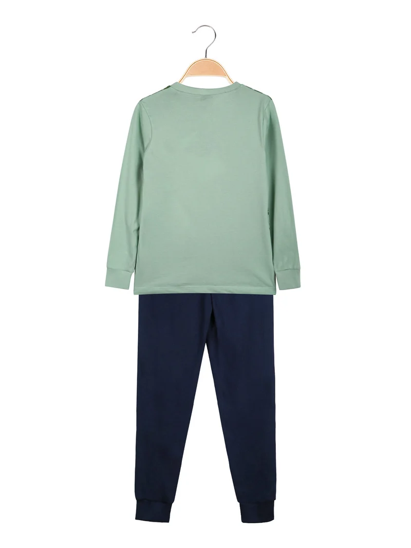 Jurassic world pigiama lungo da bambino in cotone - verde