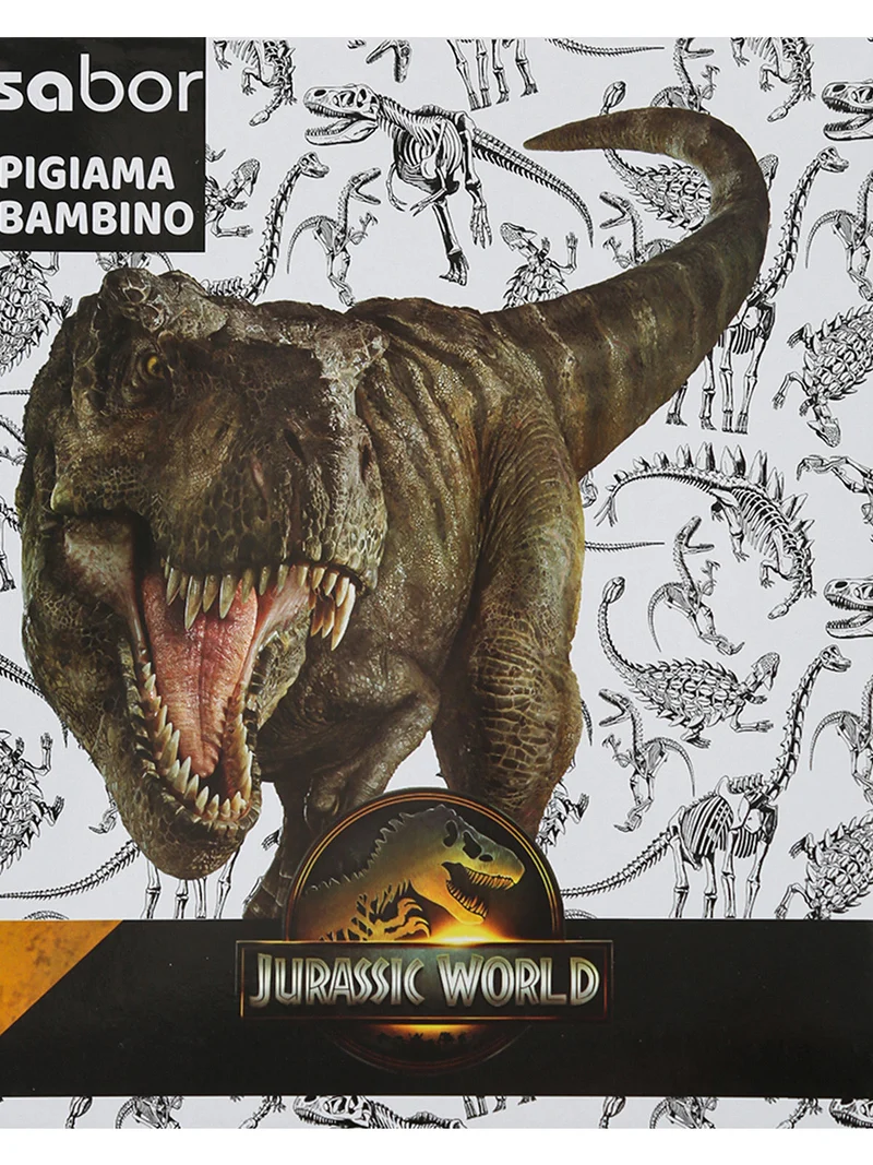 Jurassic world pigiama lungo da bambino in cotone - verde