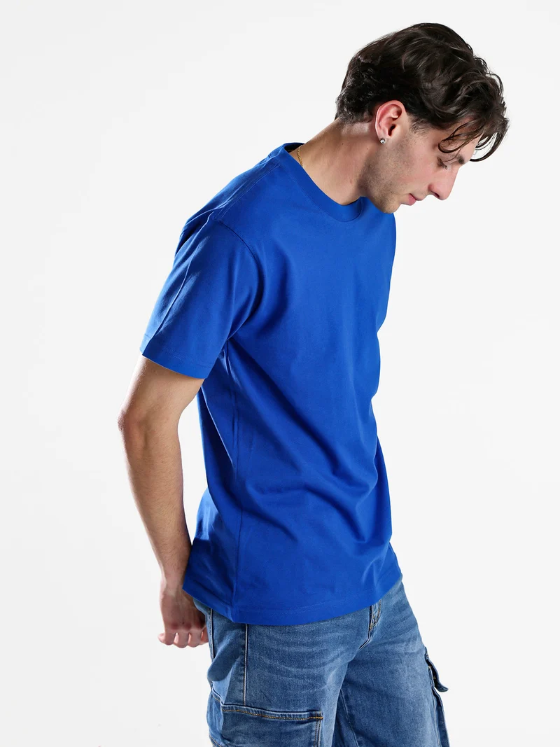 T-shirt girocollo da uomo in cotone - blu
