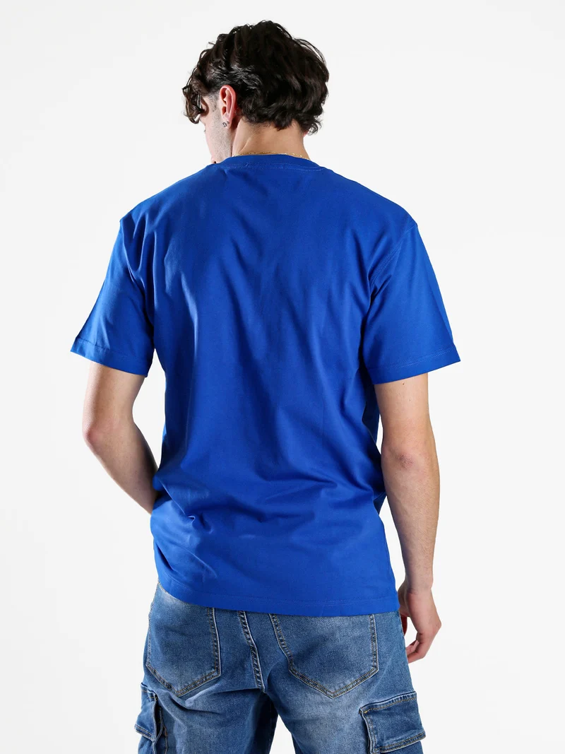 T-shirt girocollo da uomo in cotone - blu