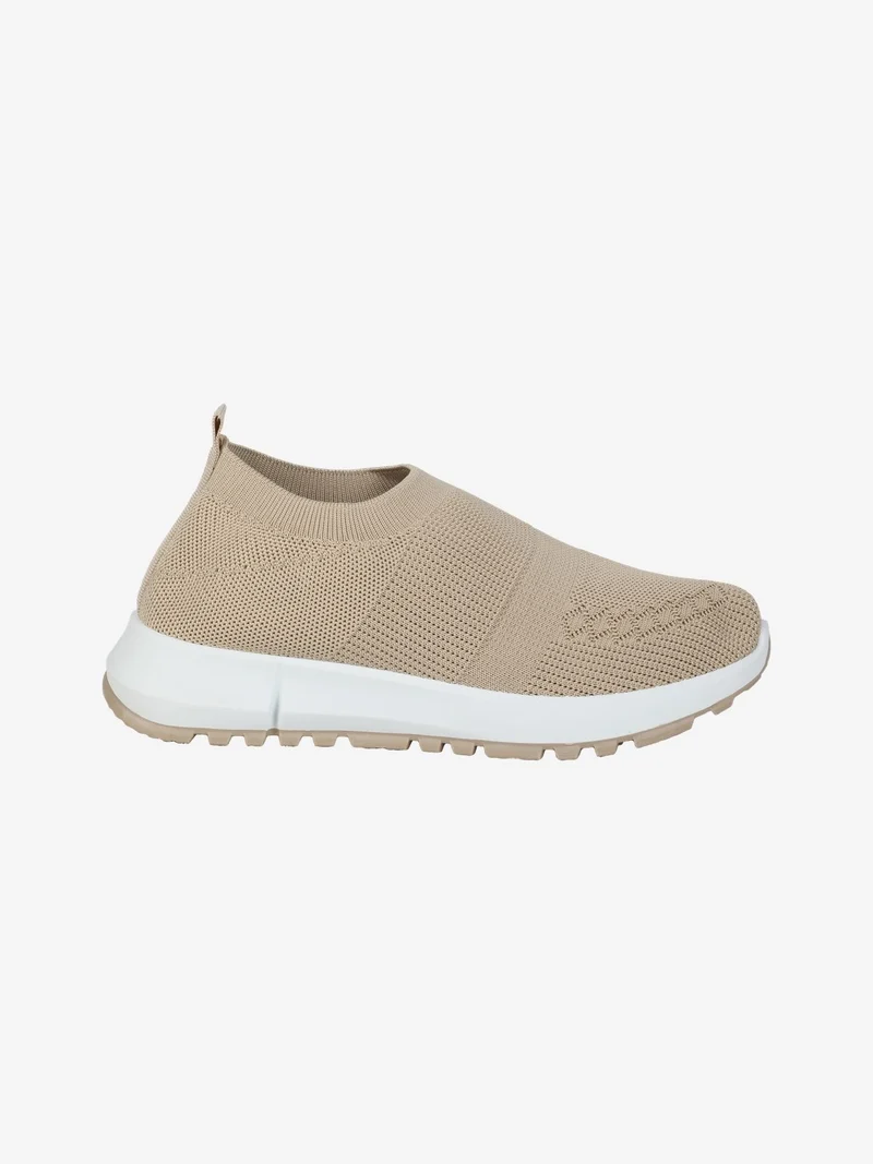 Sneakers donna slip on in maglia - beige