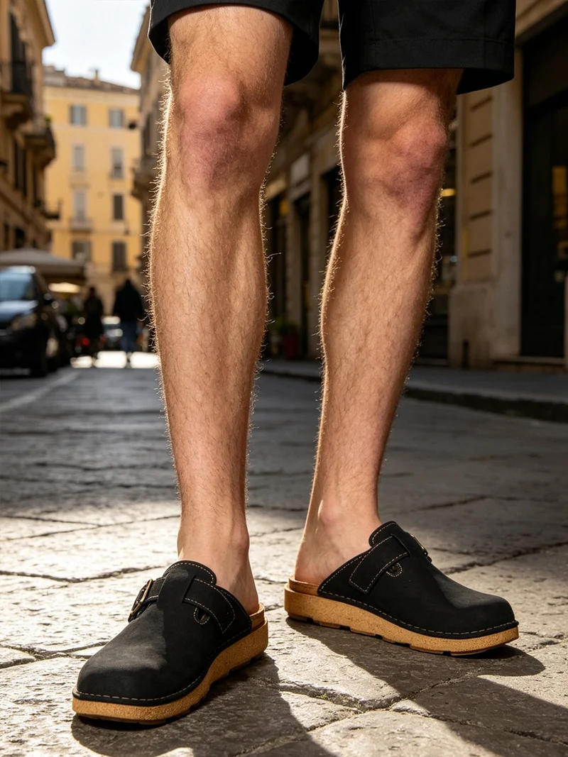 Sabot uomo con fibbia - nero