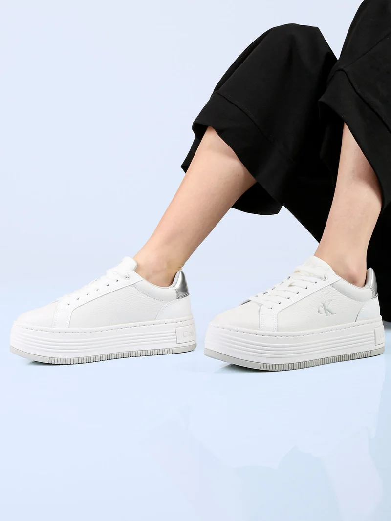 BOLD FLATFORM LOW Sneakers in pelle donna - bianco