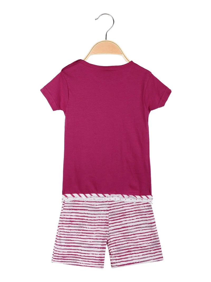 Pigiama corto da neonata in cotone - fucsia