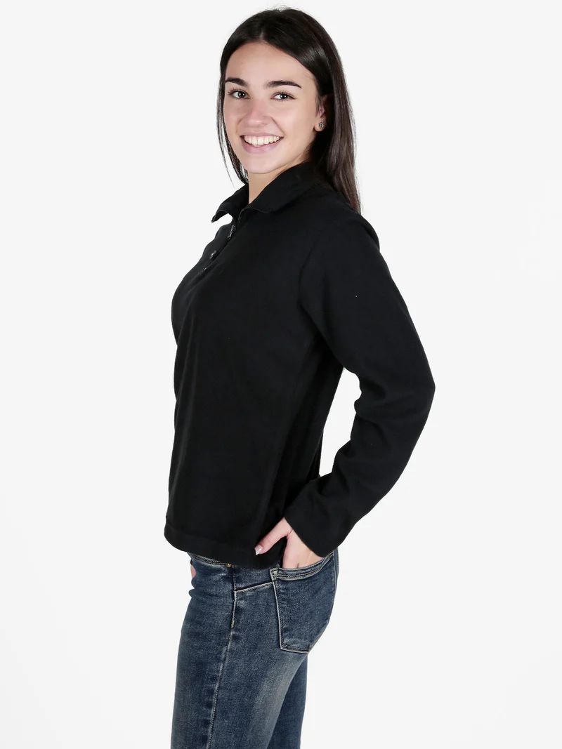 Felpa donna in pile a mezza zip - nero
