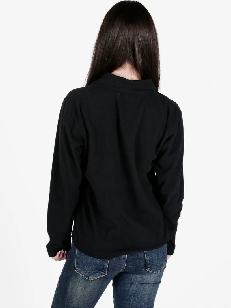 Felpa donna in pile a mezza zip - nero