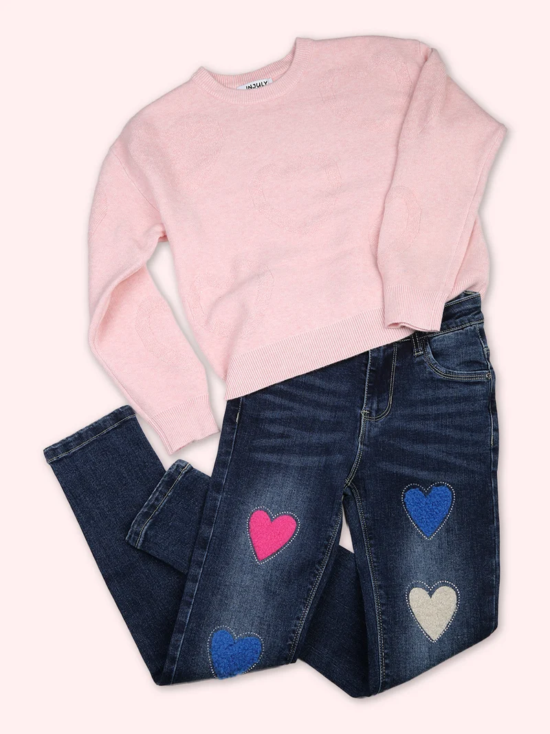 Maglione da bambina cuori - rosa