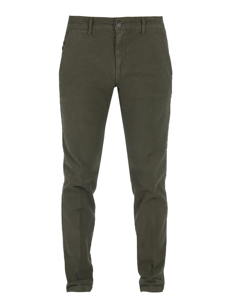 Pantaloni slim fit da uomo in cotonte texturizzato - oliva