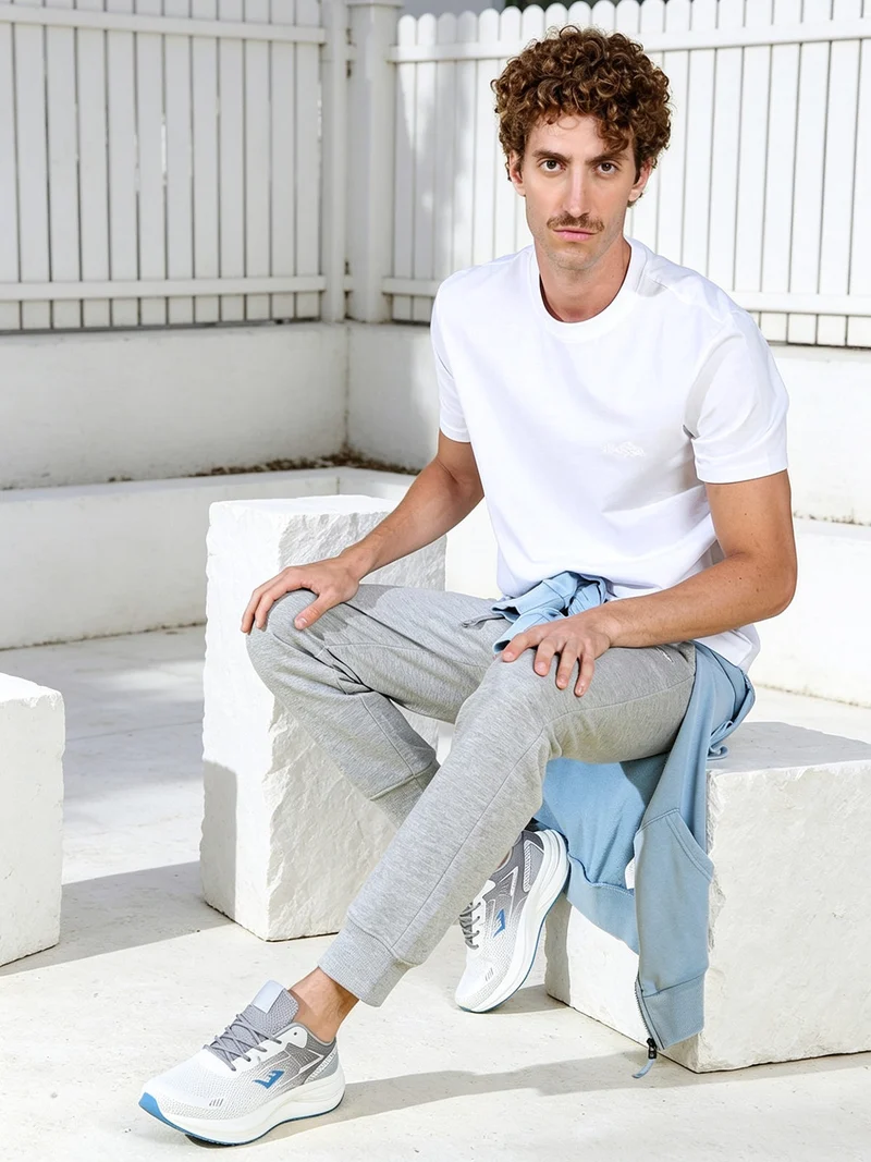 T-shirt girocollo da uomo in cotone con logo - bianco