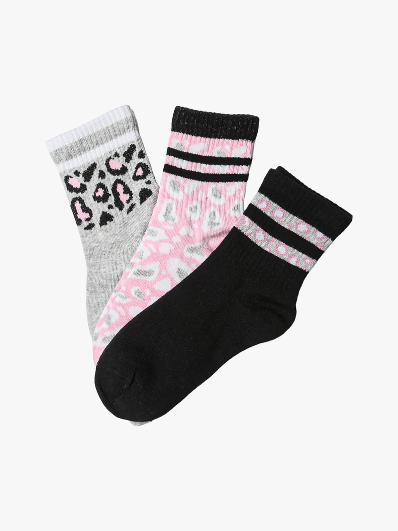 Confezione da 3 paia di calze tennis da bambina - nero