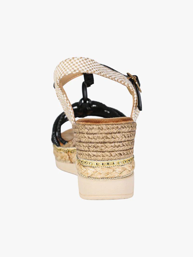 Sandali donna con zeppa e plateau - nero