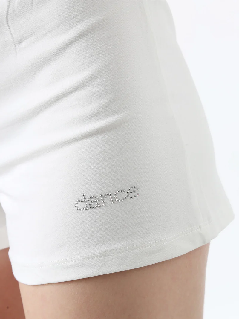 Shorts donna in cotone con coulisse - bianco