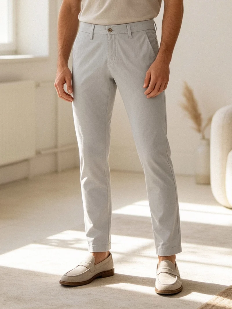 Pantaloni da uomo in cotone slim fit - bianco