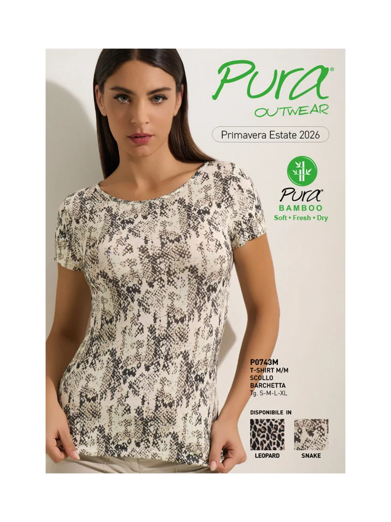T-shirt donna animalier in bamboo - multicolore
