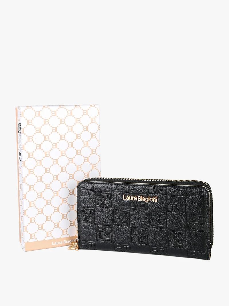 Portafoglio donna in ecopelle con logo - nero