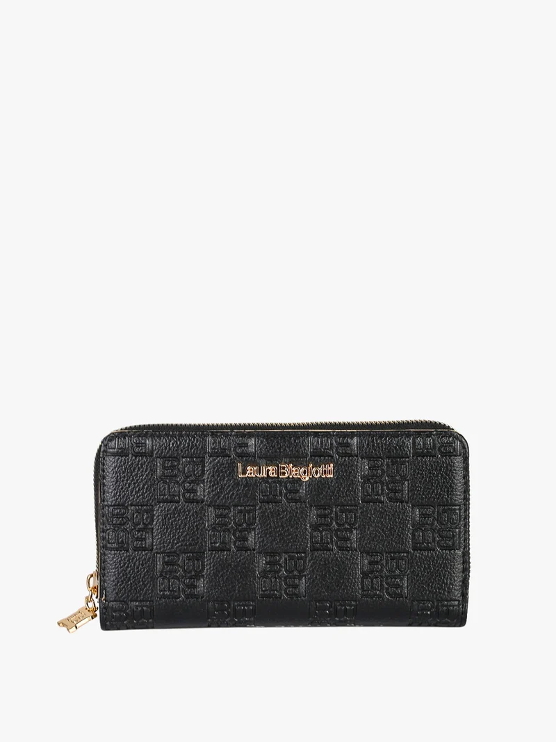 Portafoglio donna in ecopelle con logo - nero