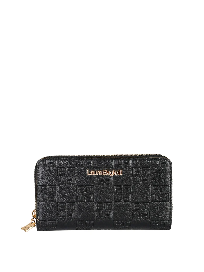 Portafoglio donna in ecopelle con logo - nero
