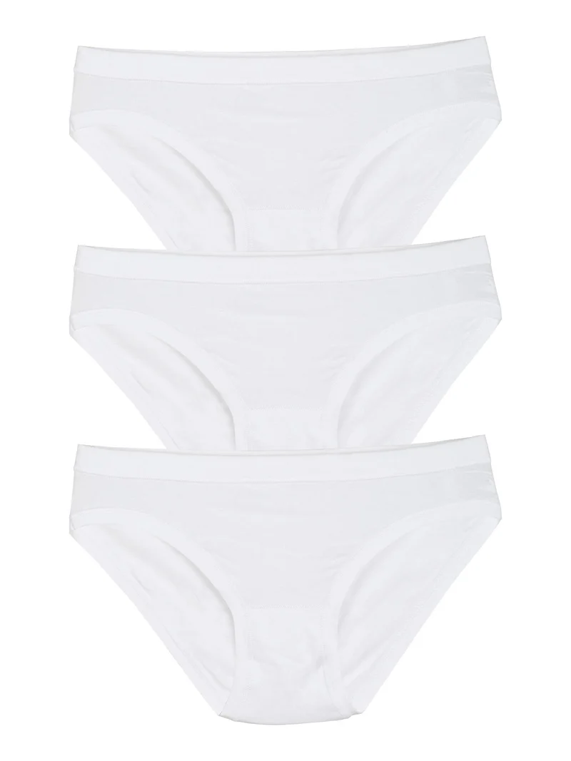 Confezione da 3 mini slip da donna in cotone bielastico - bianco