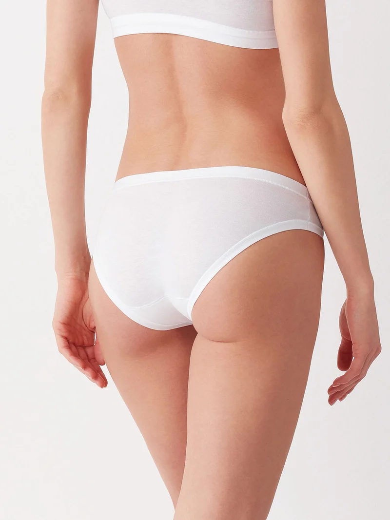Confezione da 3 mini slip da donna in cotone bielastico - bianco