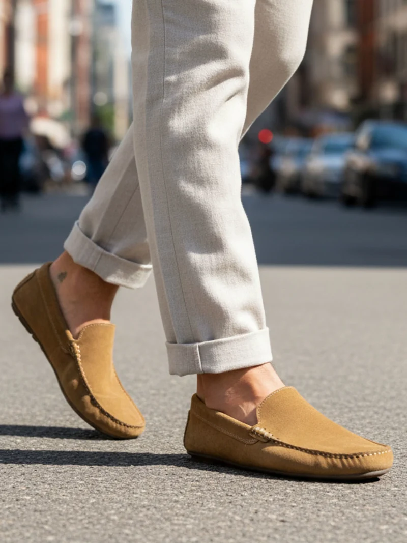 Mocassini uomo in pelle scamosciata - taupe