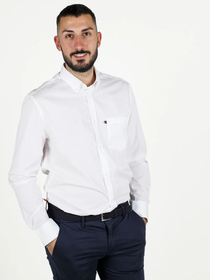 Camicia da uomo a maniche lunghe regular fit - bianco