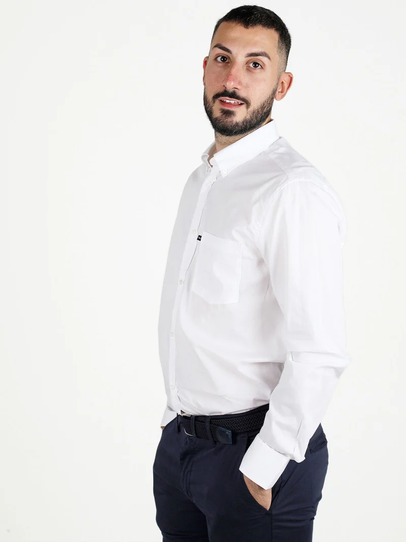 Camicia da uomo a maniche lunghe regular fit - bianco