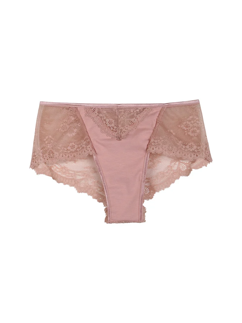 Brasiliana donna con pizzo in cotone bielastico - rosa