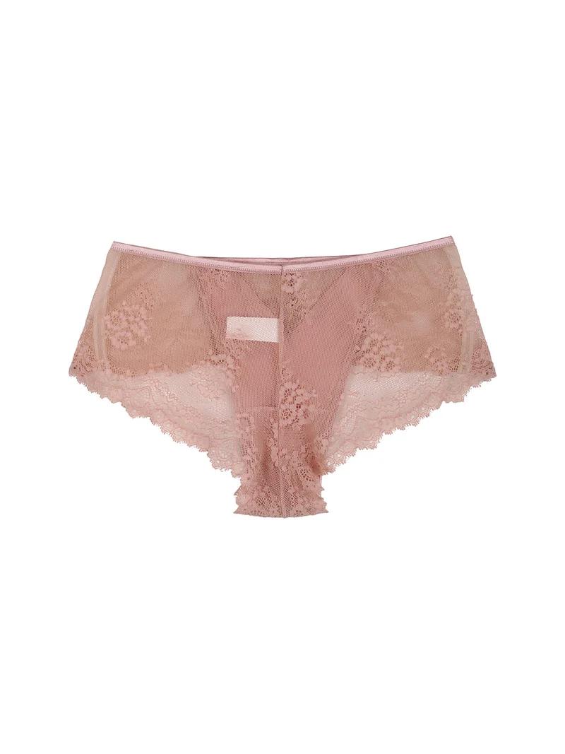 Brasiliana donna con pizzo in cotone bielastico - rosa