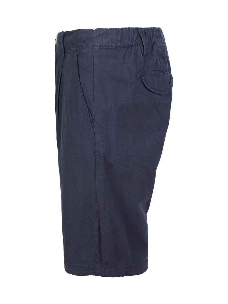 Bermuda in lino da uomo - blu scuro