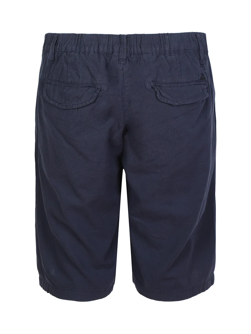 Bermuda in lino da uomo - blu scuro