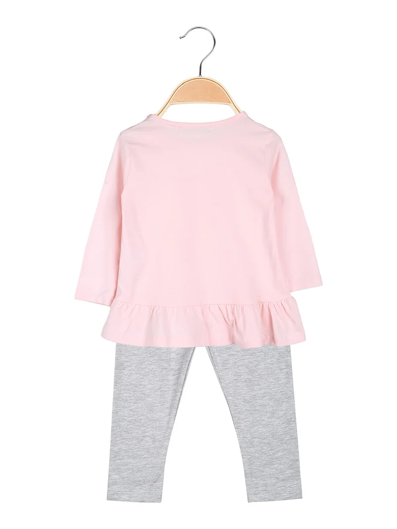 Completo 2 pezzi da neonata con maglietta e leggings - grigio