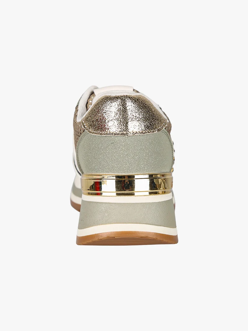 Sneakers donna con paltform e strass - oliva