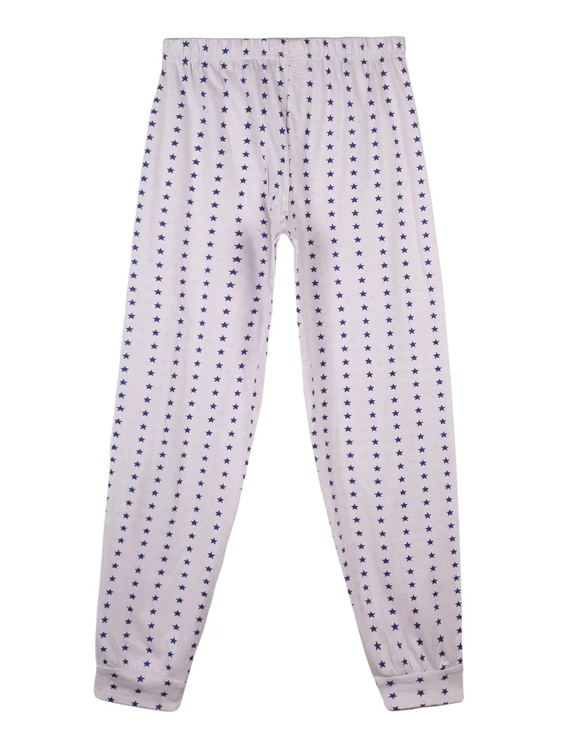 Pigiama lungo in cotone con stelle - blu